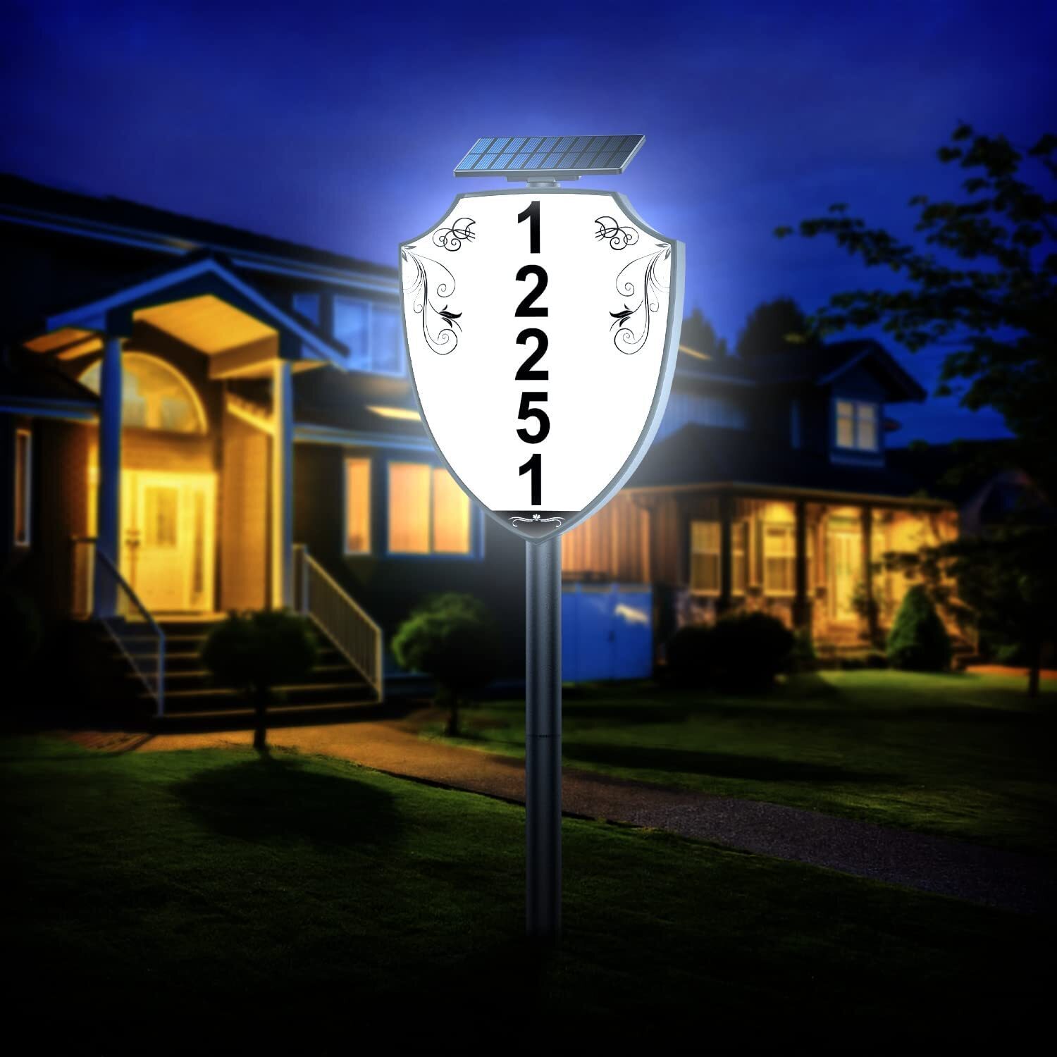 Shield shaped House Lighted Numbers with Two Installation Methods