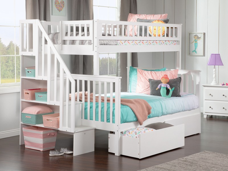 Shyann Twin Over Full Solid Wood Standard Bunk Bed with Shelves by Three Posts™ Baby & Kids