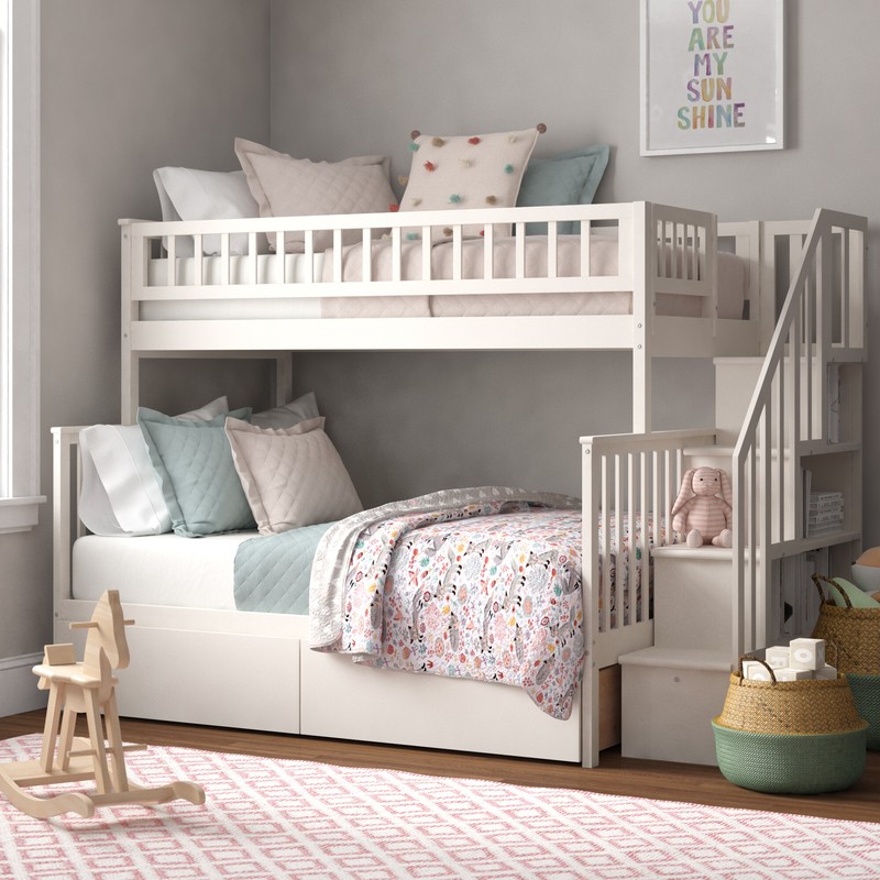 Shyann Twin Over Full Solid Wood Standard Bunk Bed with Shelves by Three Posts™ Baby & Kids