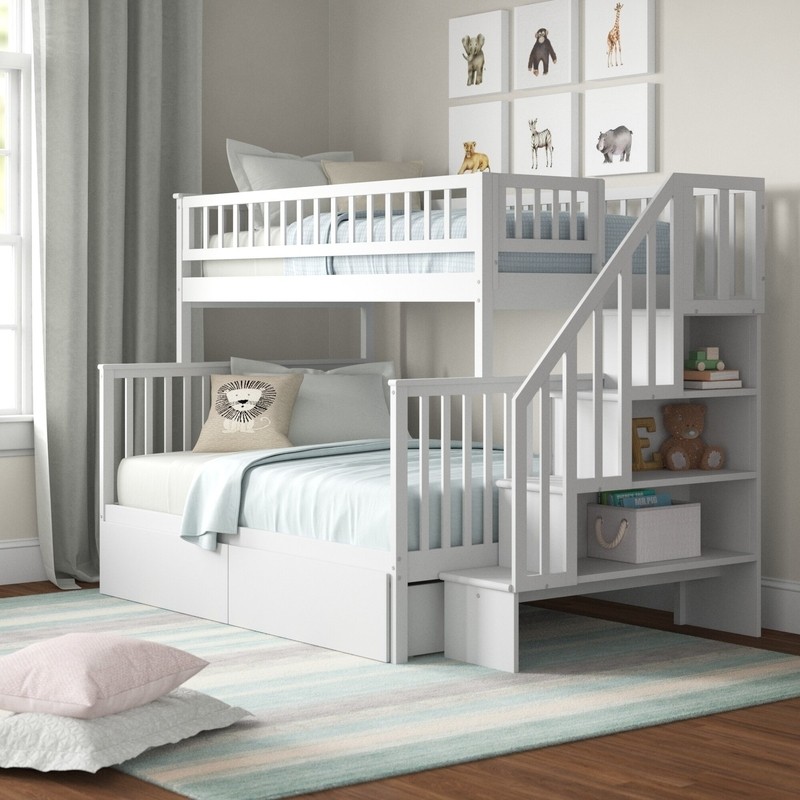 Shyann Twin Over Full Solid Wood Standard Bunk Bed with Shelves by Three Posts™ Baby & Kids