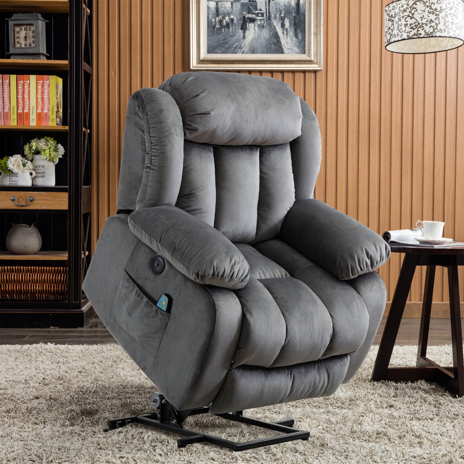 Silent Lift Power Reclining Heated Massage Chair
