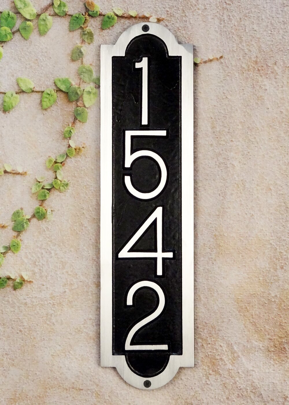 Silver Vertical House Number Plaque 