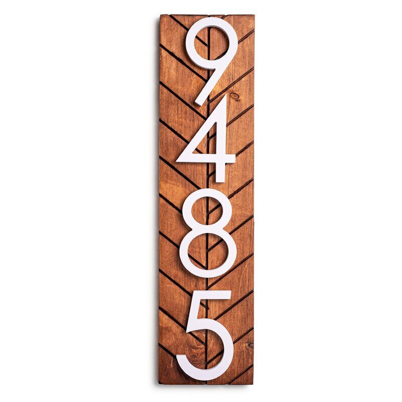 Simple Contemporary Vertical House Numbers Sign 