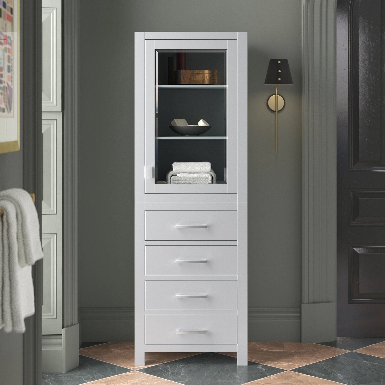 Sleek and Tall 2 Compartment Linen Tower
