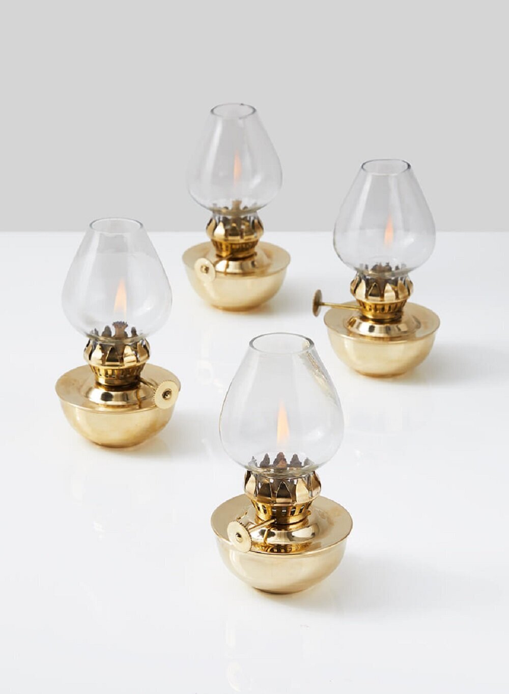 Small Brass Oil Lamps (Set of Four)