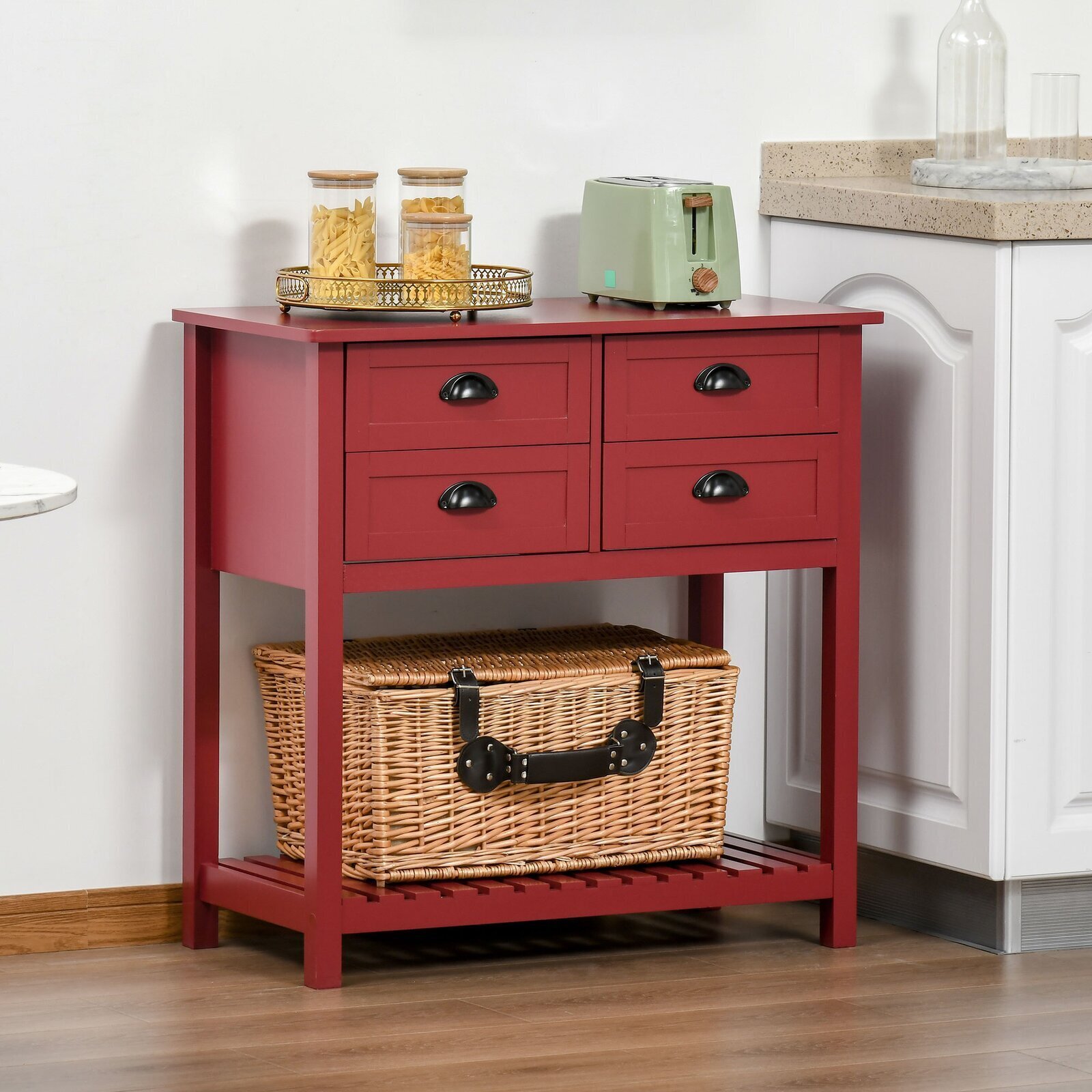 Distressed Sideboard Red