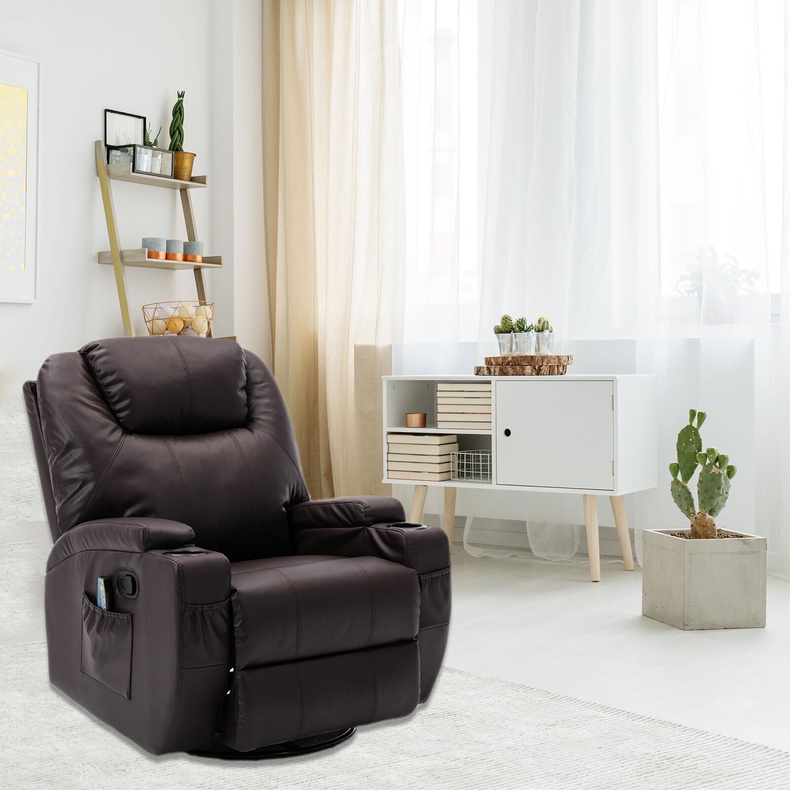 Small Swivel Recliner with Massager  