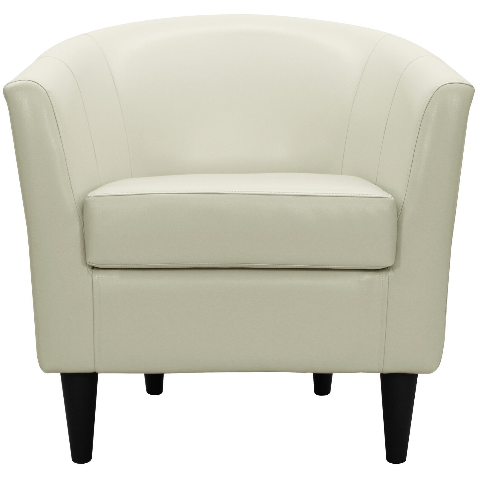 Small White Leather Barrel Chair