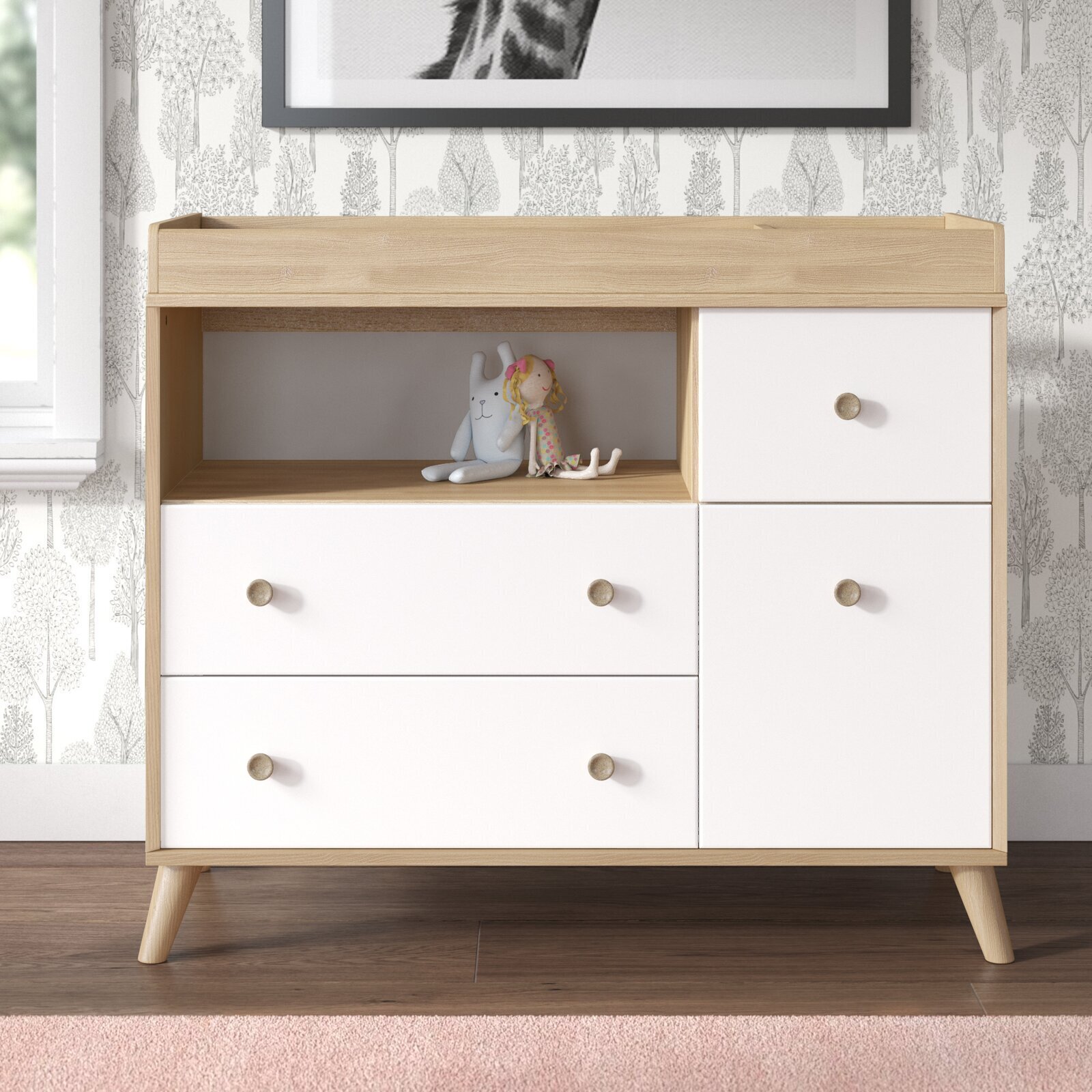 Soft Elm Baby Changing Table Dresser 