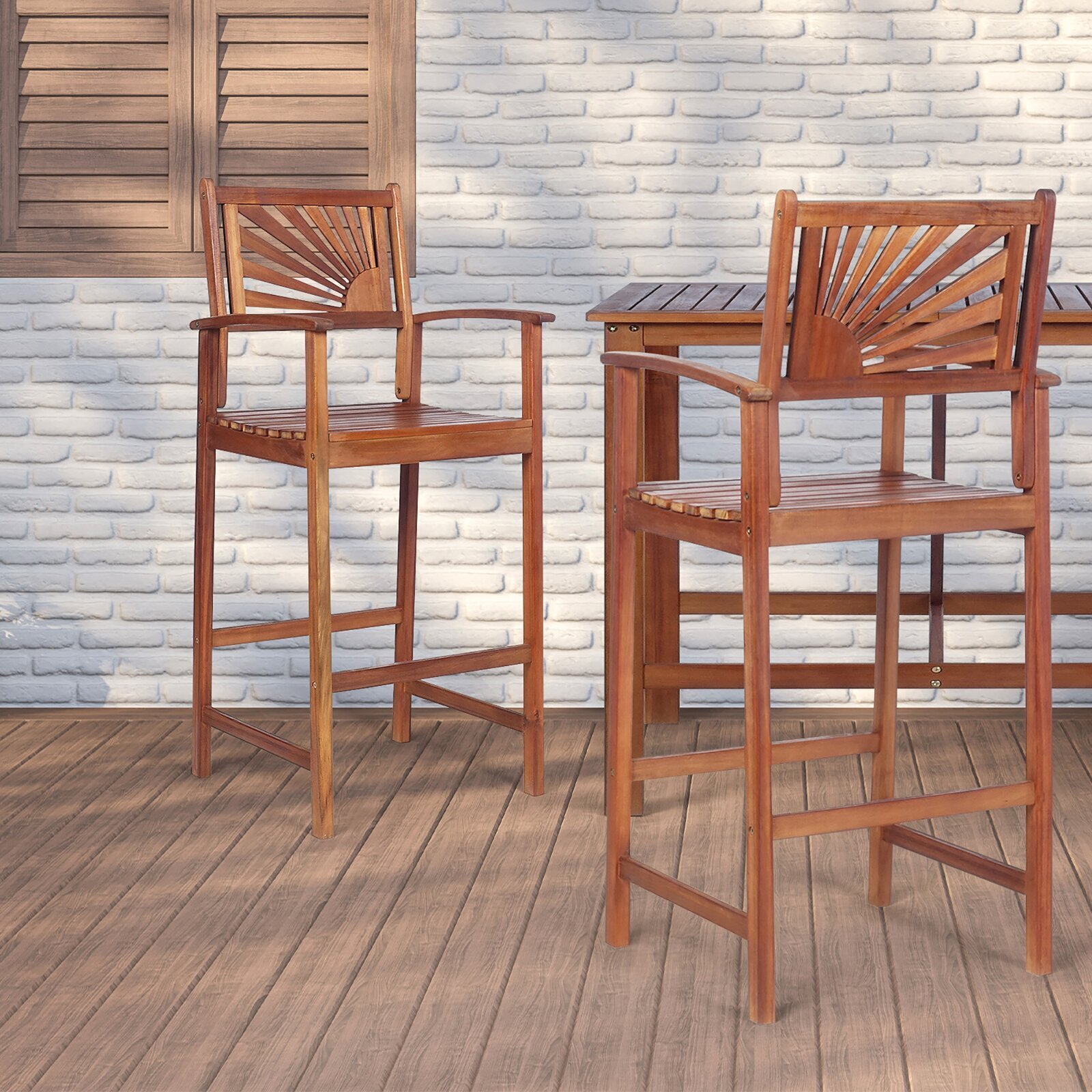 Soft Woven Back Outdoor Stool 2 Piece
