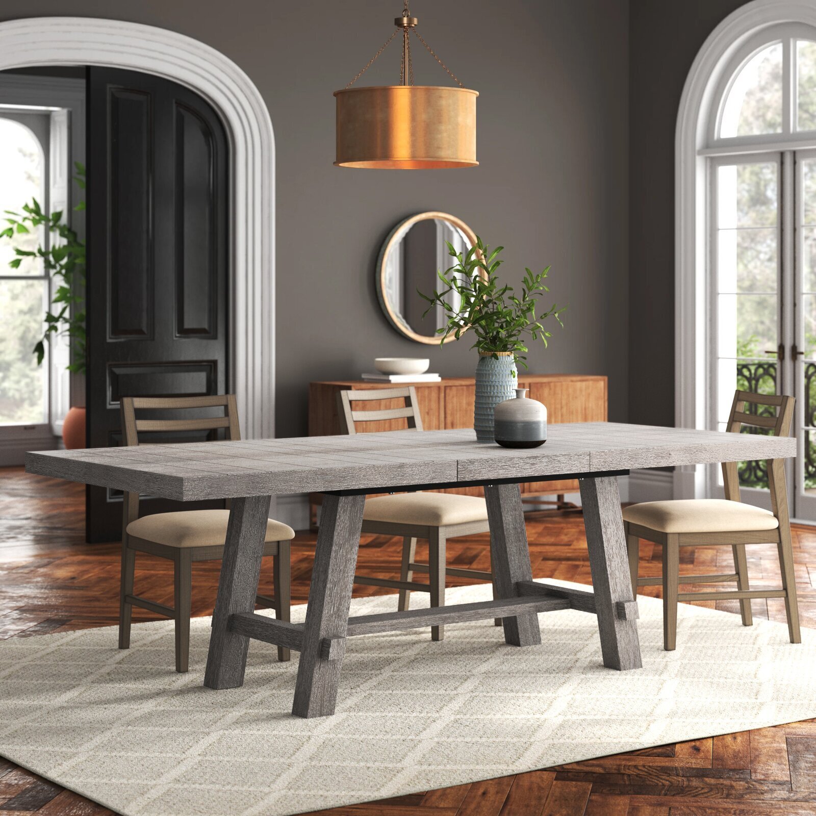 Solid and Manufactured Wood Rustic Dining Table