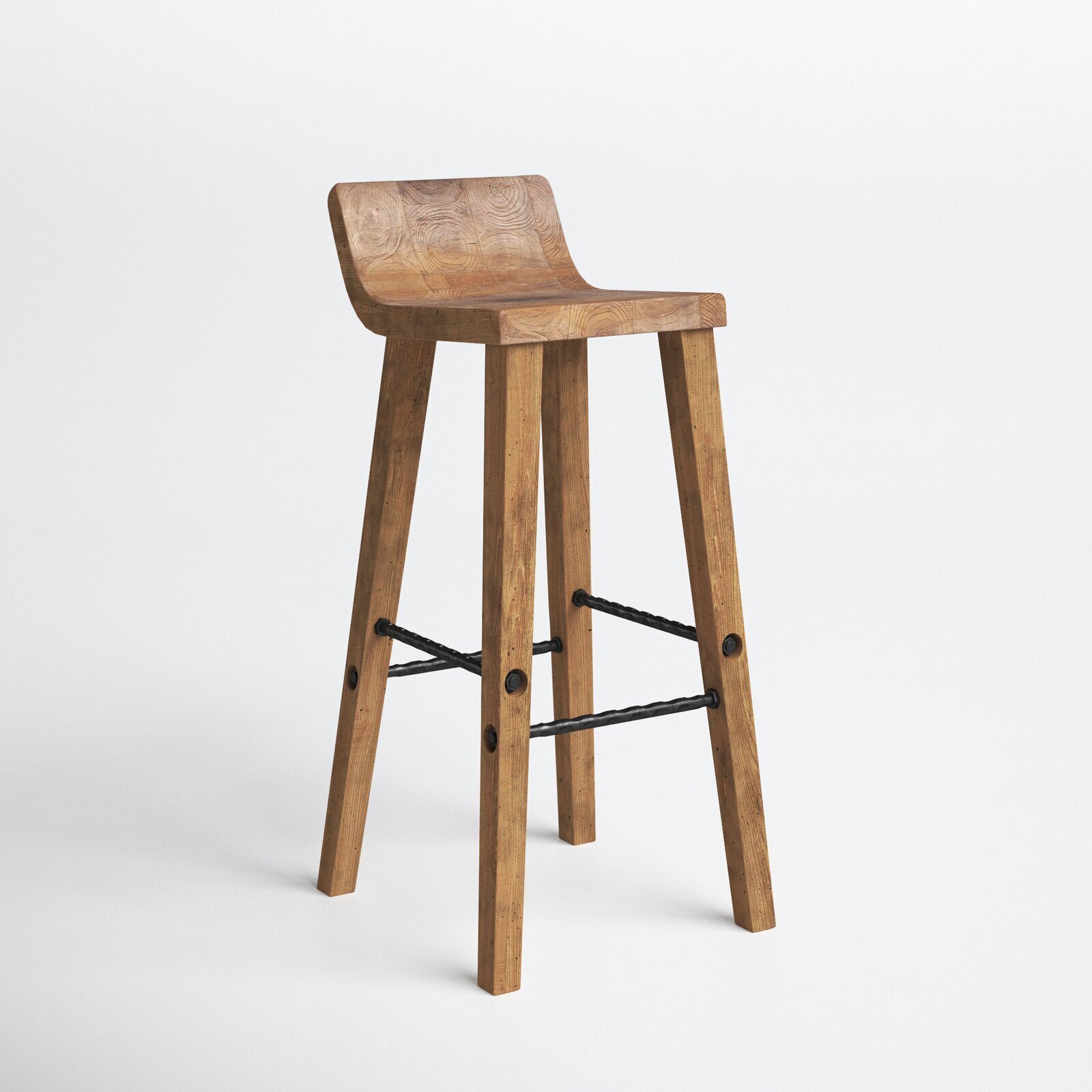 Solid Wood Bar Stool with Back