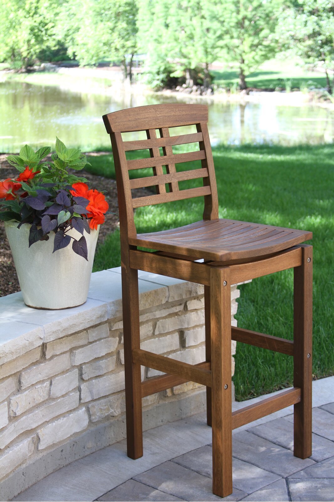 Solid Wood Patio Stool 