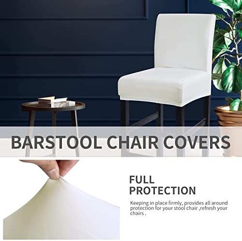 SONNACH PU Waterproof Bar Stool Chair Covers for Counter Height Chair Covers,Low Back Chair Covers (White, 2)