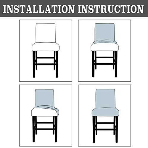 SONNACH PU Waterproof Bar Stool Chair Covers for Counter Height Chair Covers,Low Back Chair Covers (White, 2)