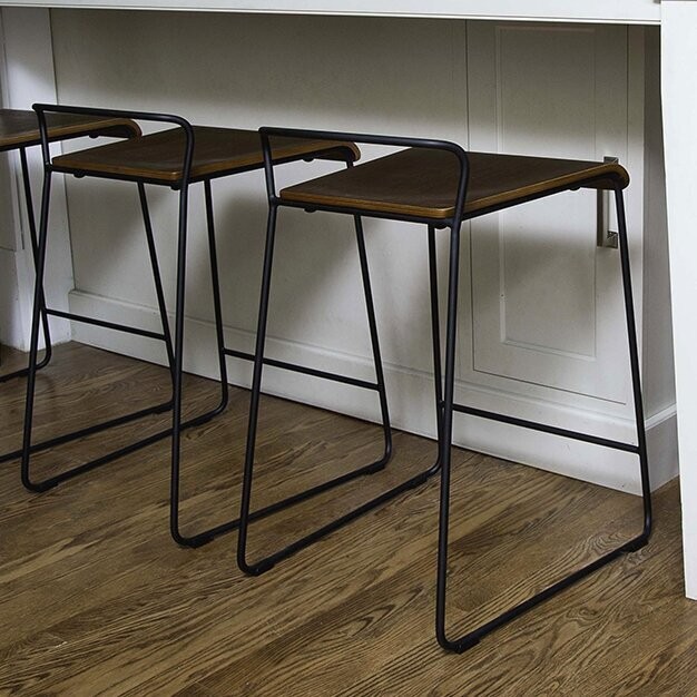 Square bar stool with a short back