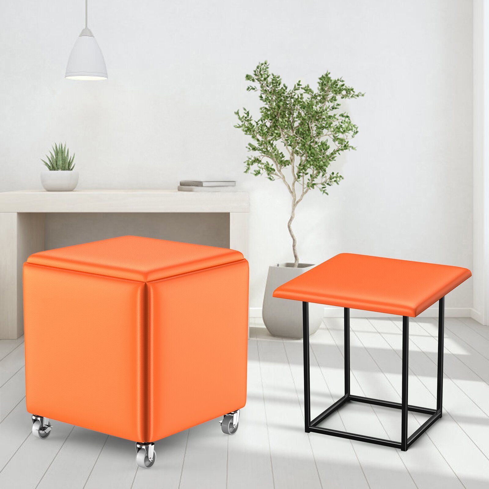 Square Ottoman with Wheels