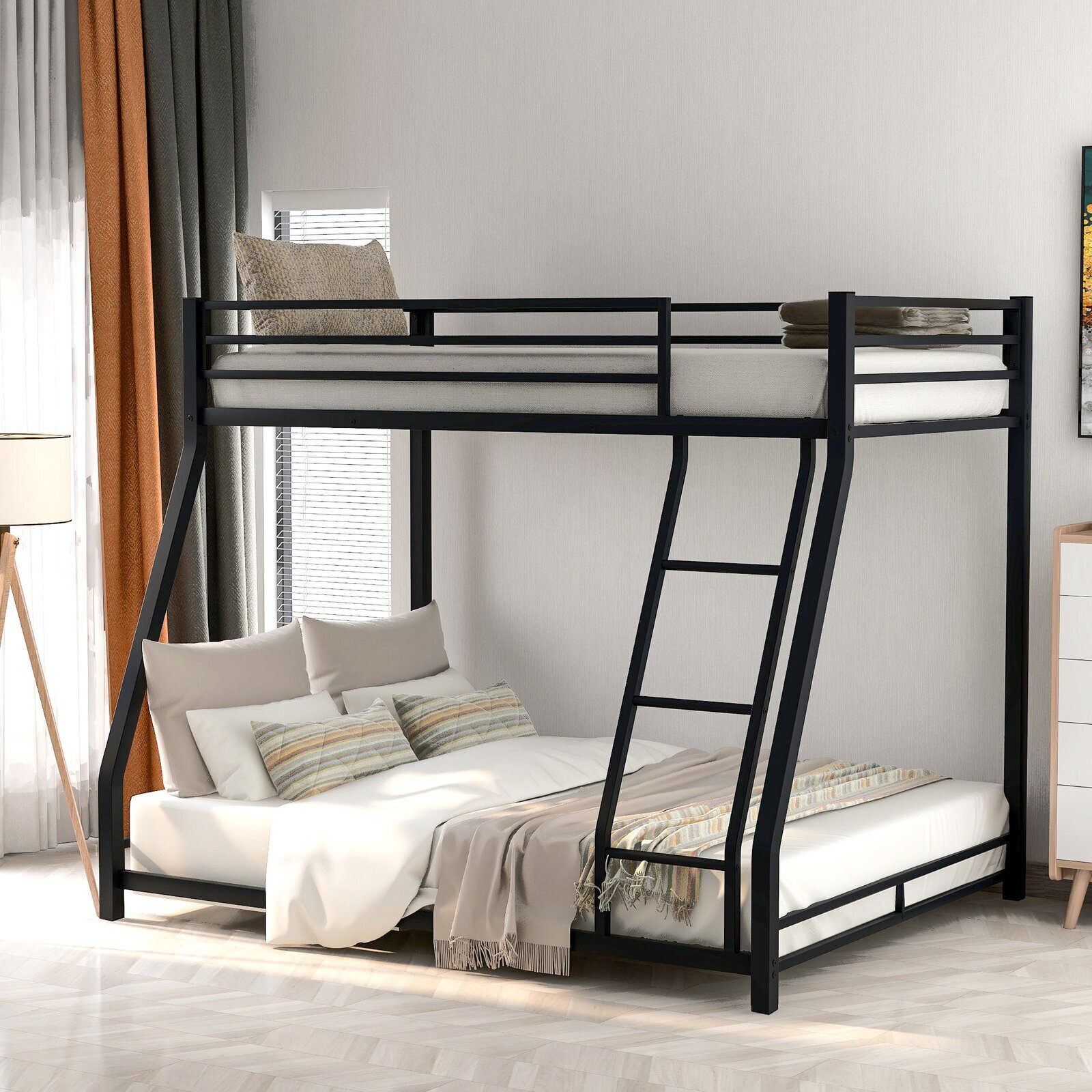 Steel Twin Over Full Low Bunk Bed