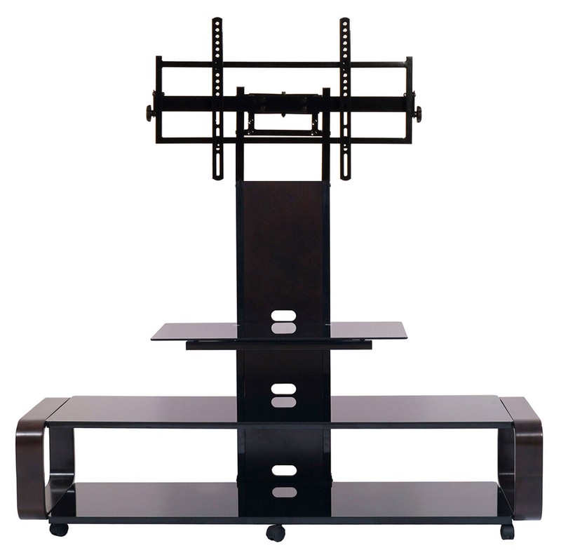 Stemple Latitude Run® Fixed Multi Screen Floor Stand Mount for Greater Than 50" Screens with Shelving