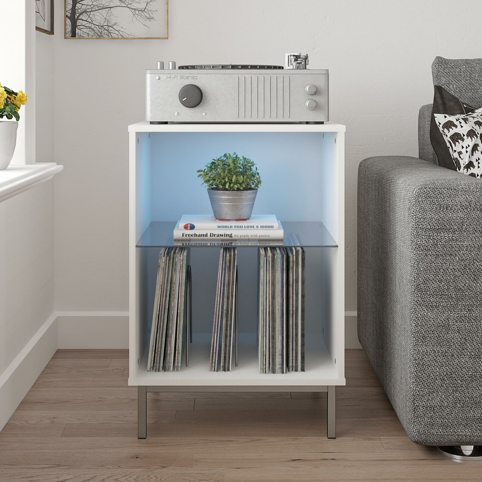 Stereo Stand with Record Storage 