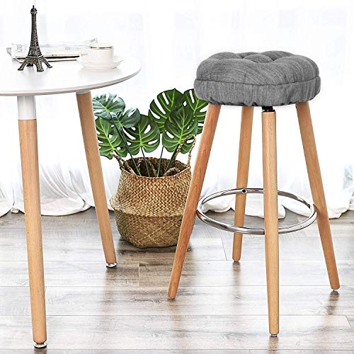 Suitable For 11"-12" Wood Stools Round Bar Stool Cover Comfortable Khaki 