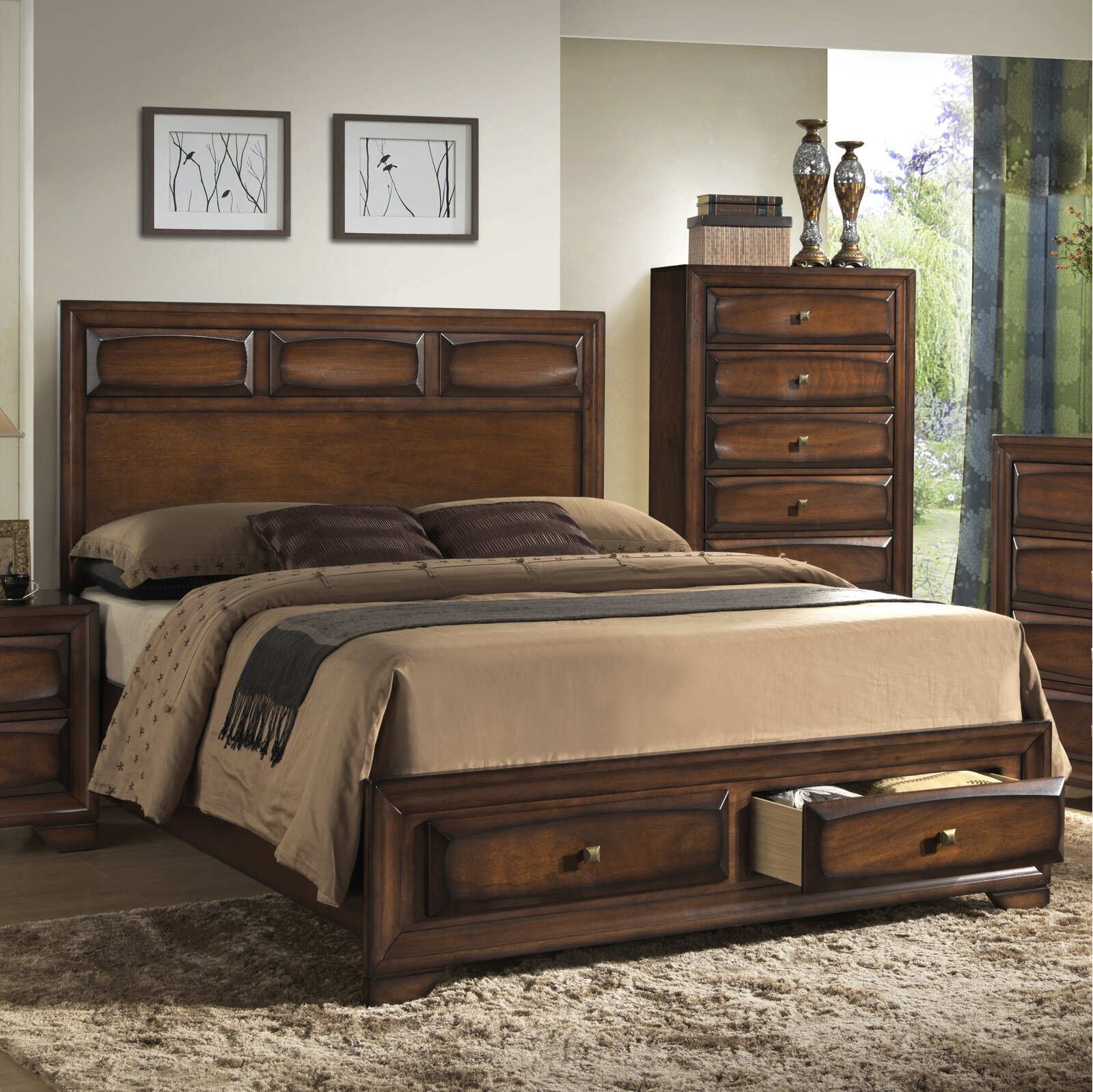 Storage Bed with Beveled Details
