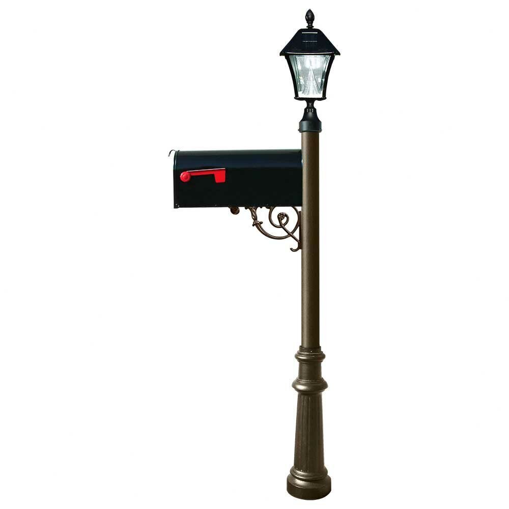 Streetlamp style wrought iron mailbox post