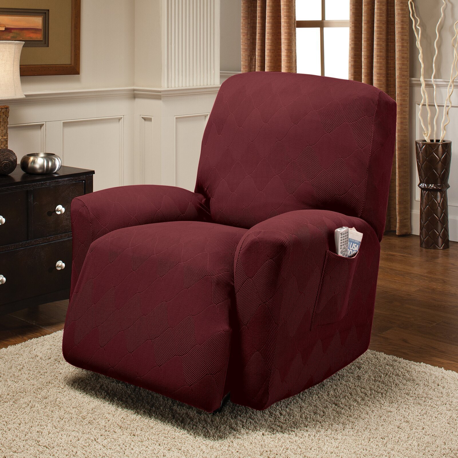 T-Cushion Recliner Slipcover George Oliver Fabric: Sage 100% Polyester