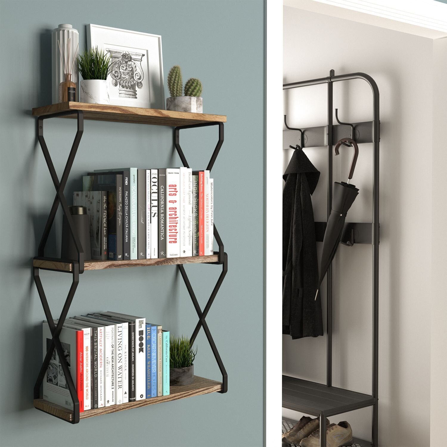 Stylish X Design Wall Display Shelves