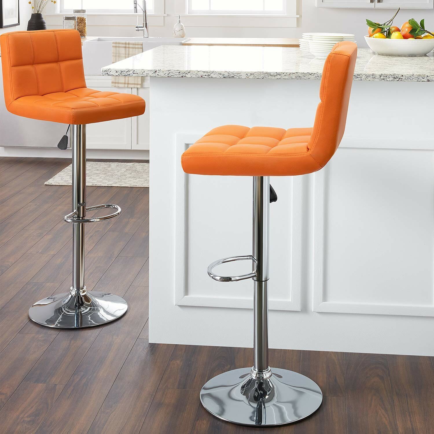 Swivel orange kitchen bar stools