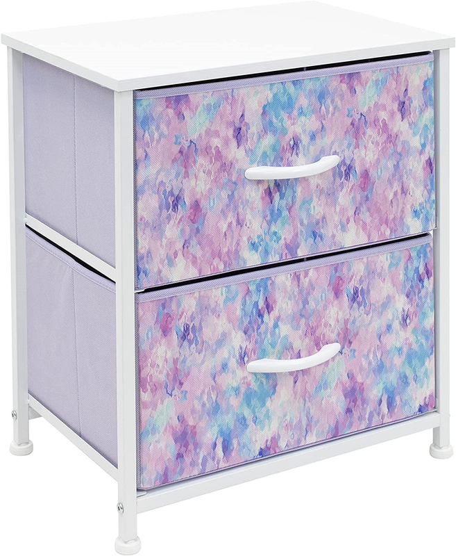 Swofford 20'' Tall 2 - Drawer Nightstand in Dye Blue/Pink/Purple