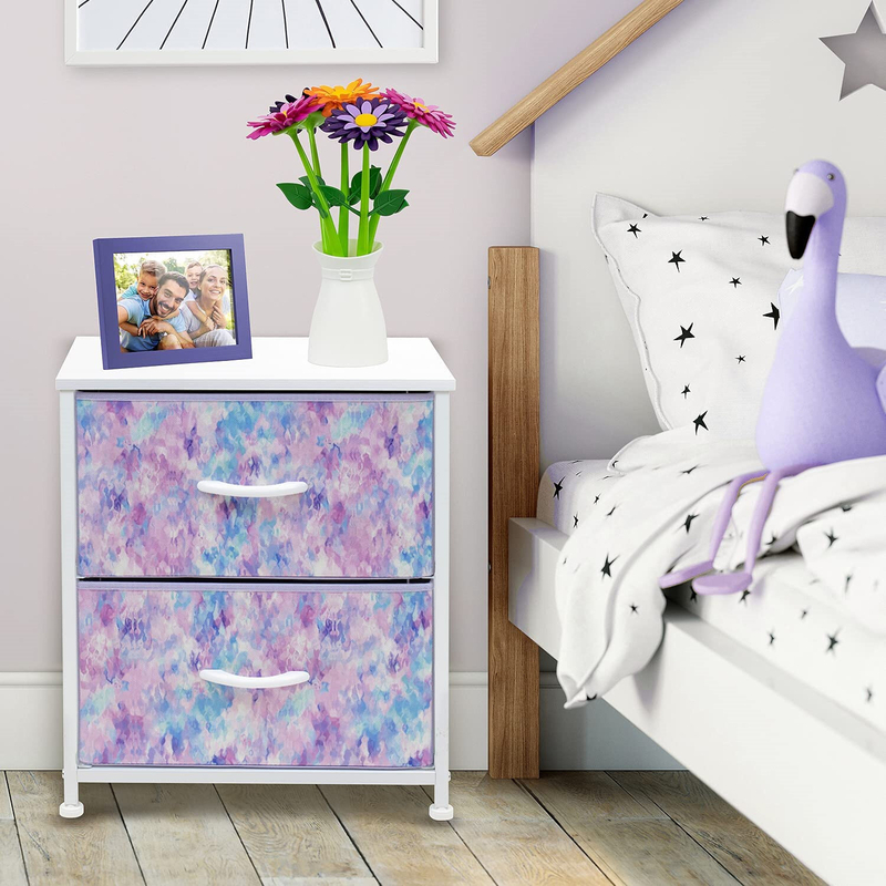 Swofford 20'' Tall 2 - Drawer Nightstand in Dye Blue/Pink/Purple