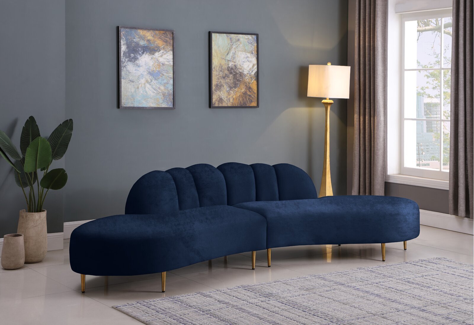 Symmetrical Velvet Sofa