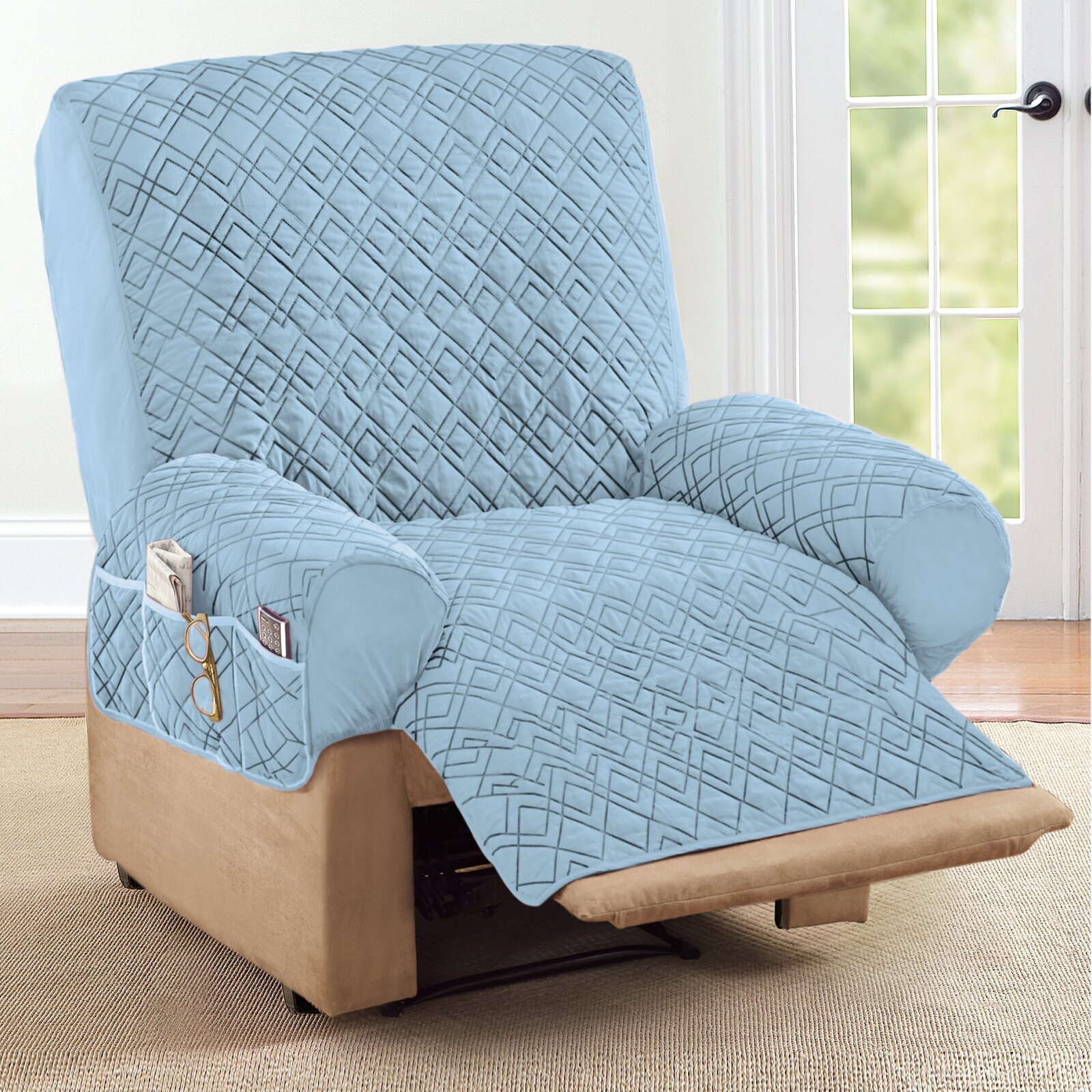 Stretchable Slipcover for Recliner Chair,Furniture Protector,with Storage Pocket 