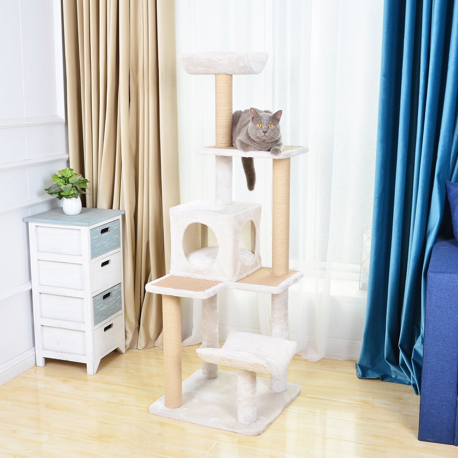 Tall Cat Tree With Curved Perch