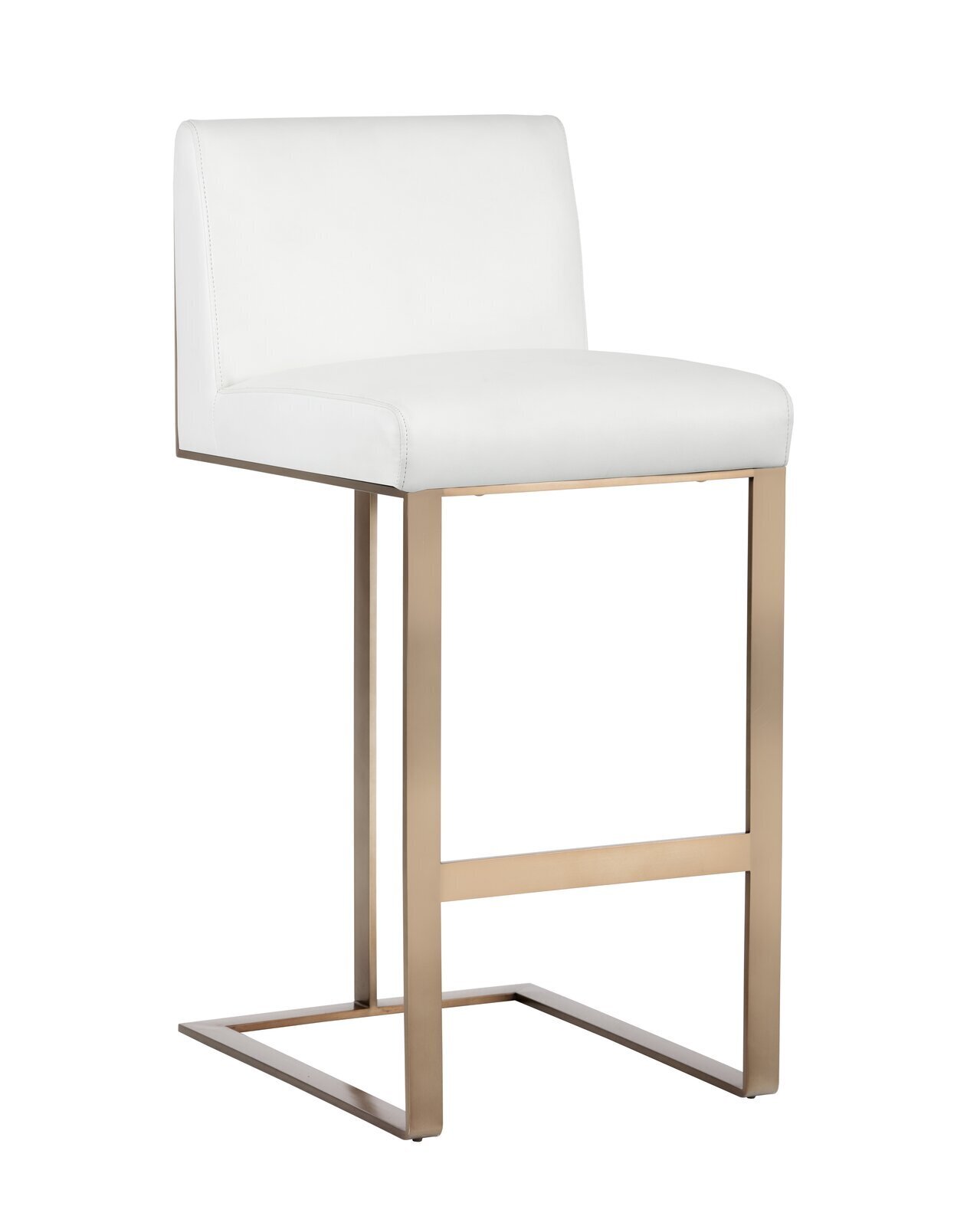 Tall, Low Back Bonded Leather Brass Stool