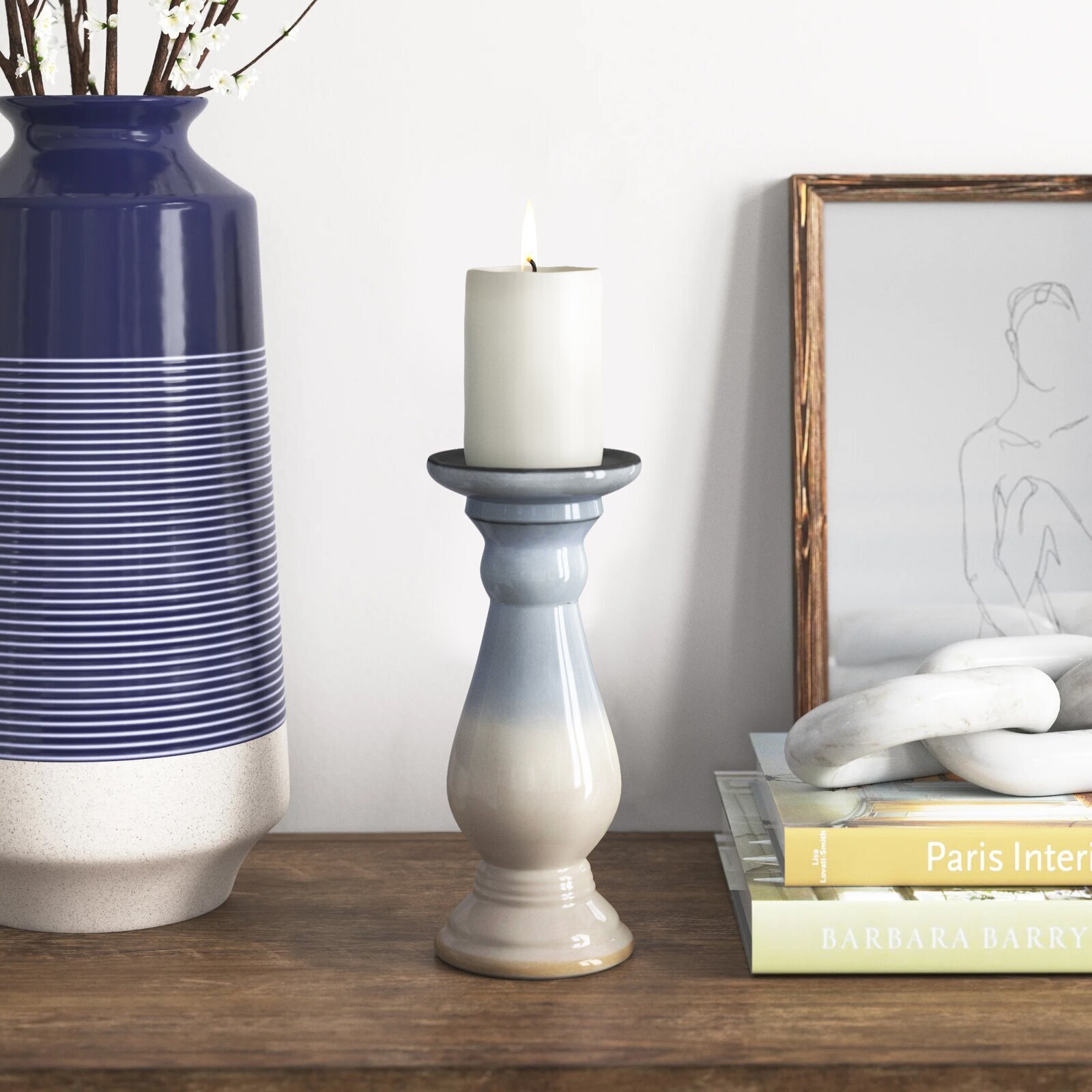 Tall Ombre Ceramic Candle Holder