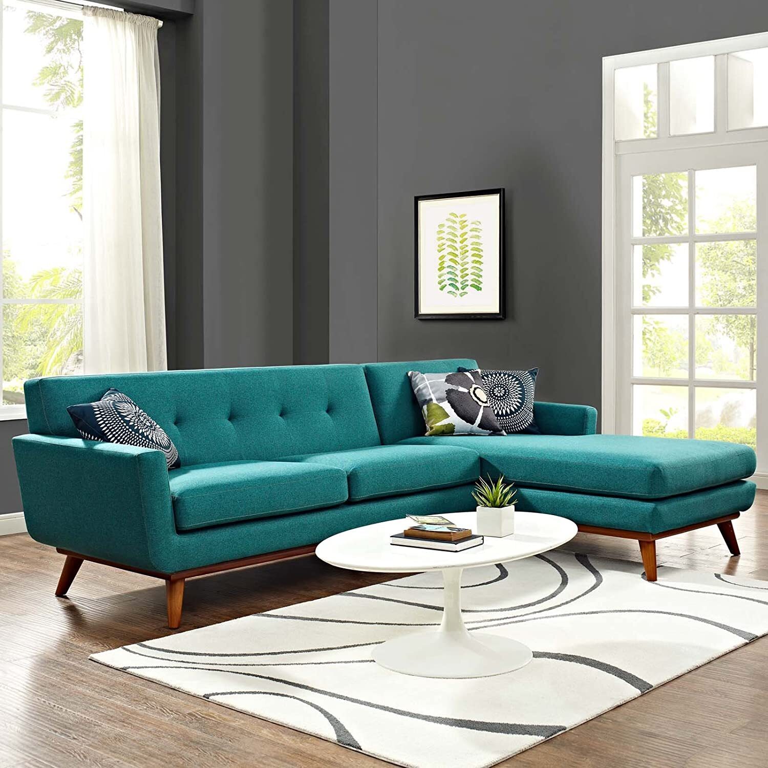 Teal Couch with Chaise