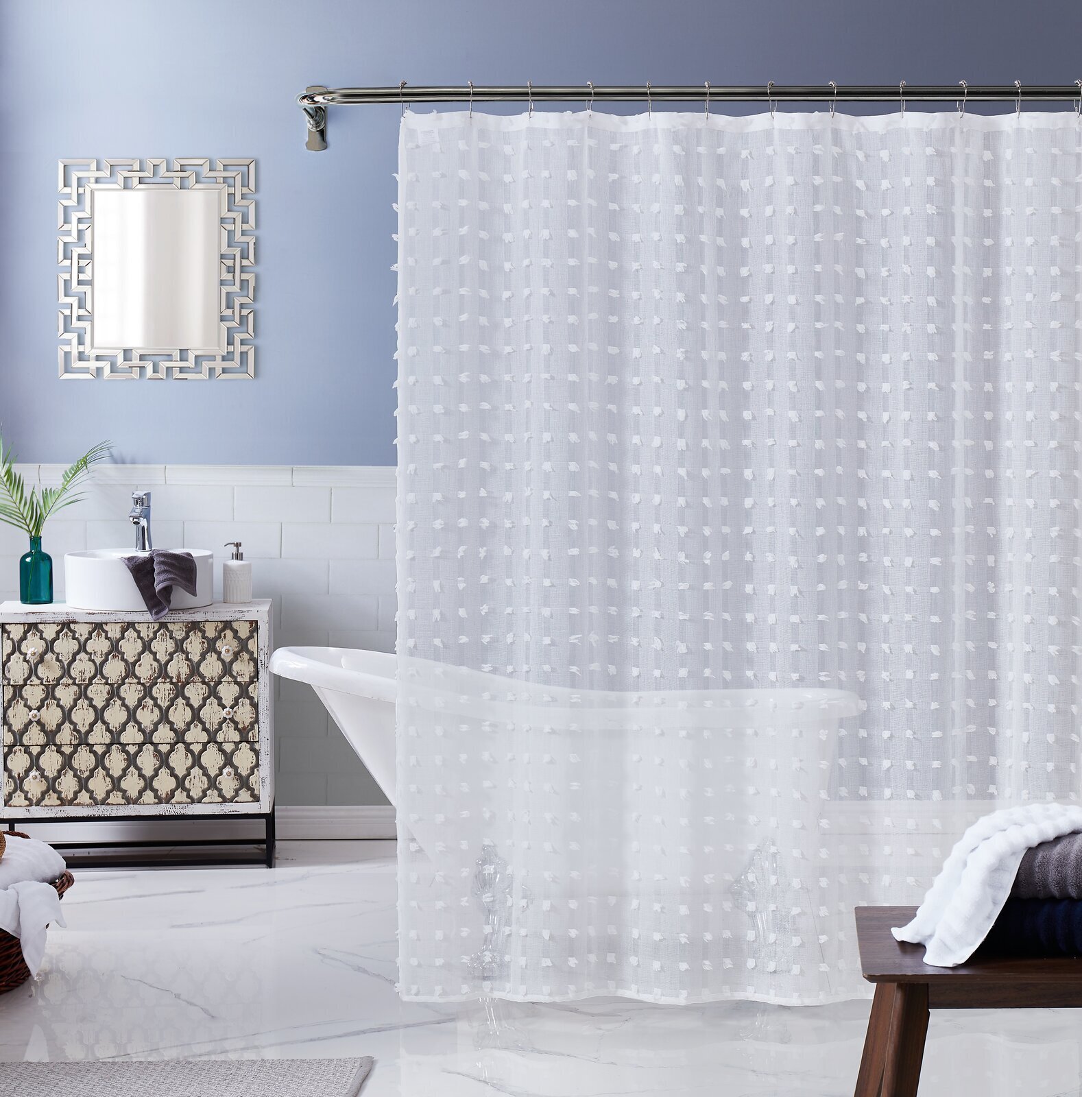 Textured Flower Shower Curtain
