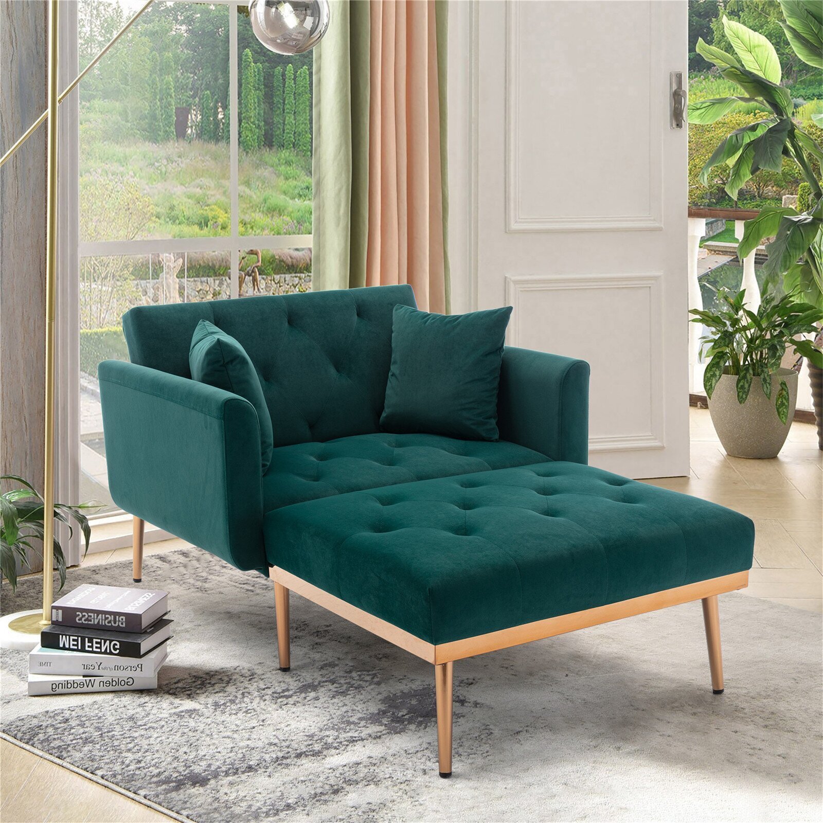 The perfect accent piece: Ergonomic armchair sofa bed with luxe velvet upholstery 