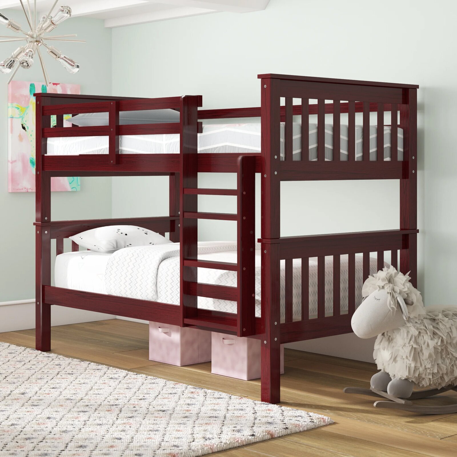 Thick Rustic Wood Bunk Bed