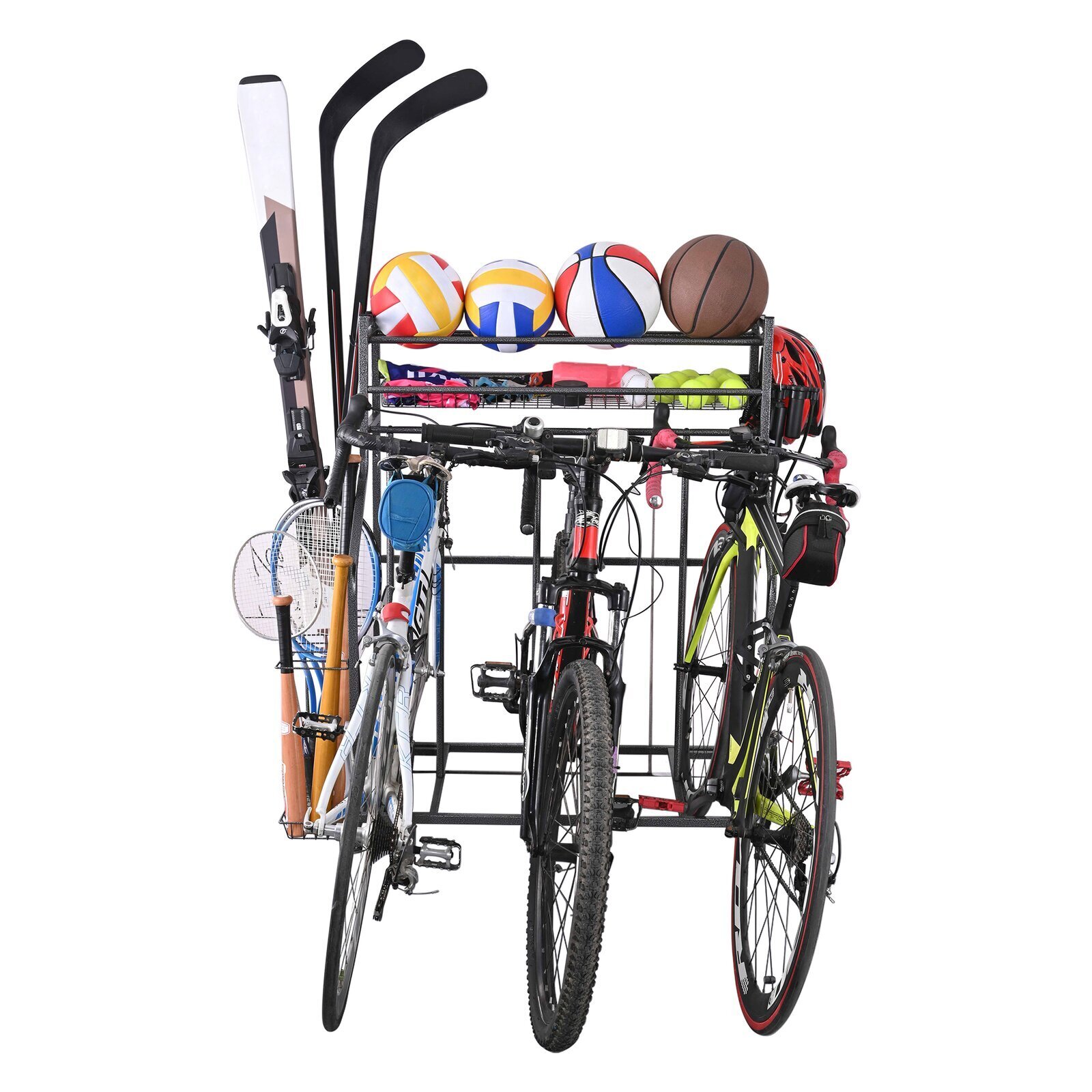 Three Bike Floor Stand with Storage