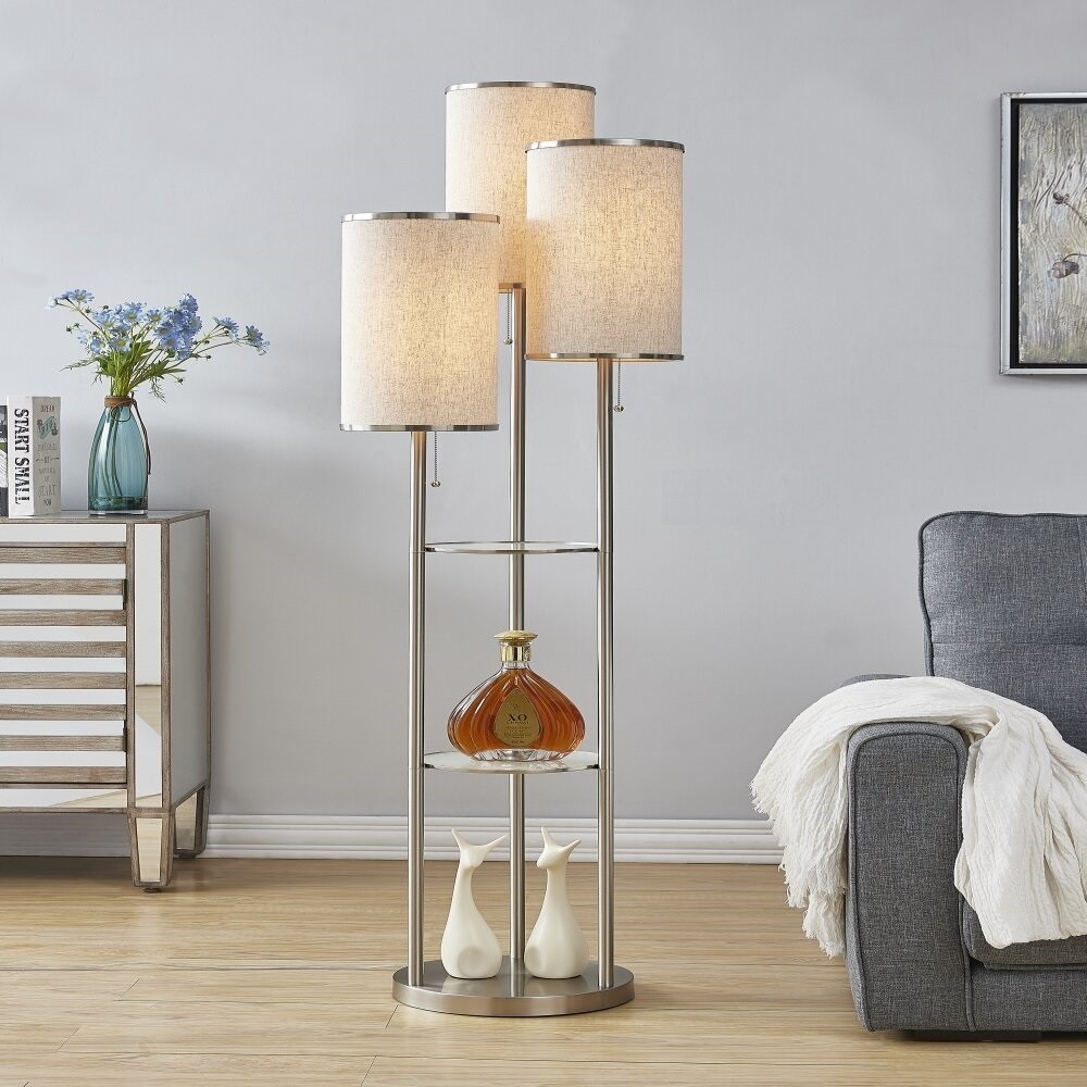 Three Light Lamp with Shelves