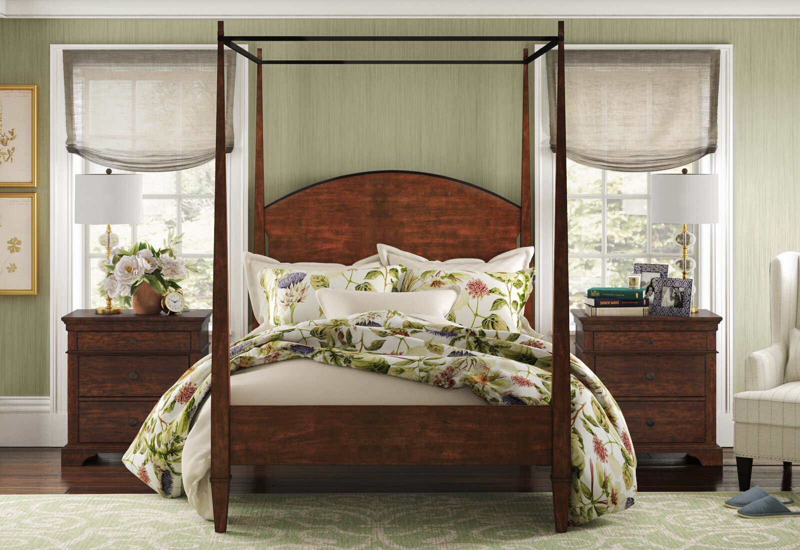 Three Piece Configurable Luxury King Size Canopy Bedroom Set