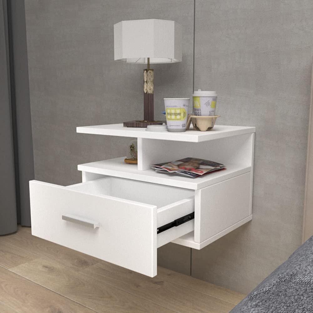 Three Tier Floating Shelf with Drawer