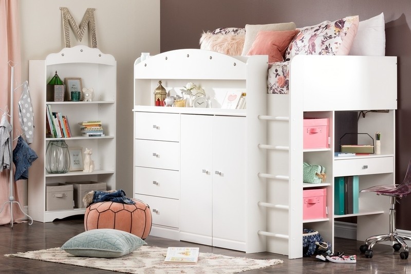 Tiara Twin 4 Drawer Loft Bed with Built-in-Desk by South Shore
