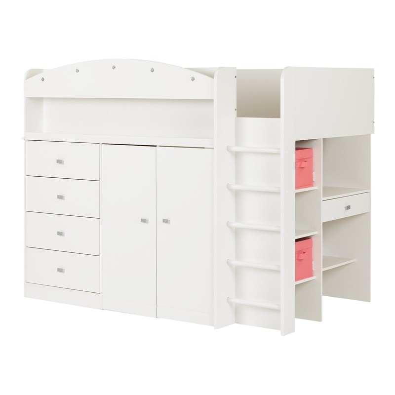 Tiara Twin 4 Drawer Loft Bed with Built-in-Desk by South Shore