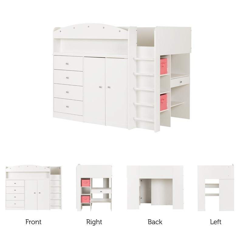 Tiara Twin 4 Drawer Loft Bed with Built-in-Desk by South Shore