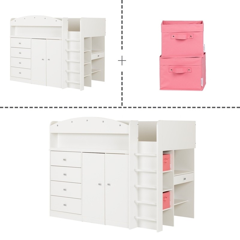 Tiara Twin 4 Drawer Loft Bed with Built-in-Desk by South Shore