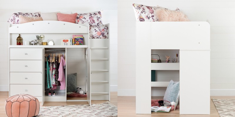 Tiara Twin 4 Drawer Loft Bed with Built-in-Desk by South Shore